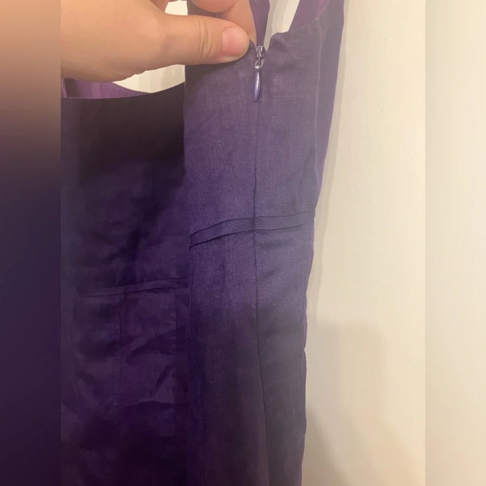 Lauren Ralph Lauren 100% linen a-line dress purple size 10 medium